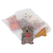 Load image into Gallery viewer, Wool Felt Bear Ornaments (Set of 5) - Bearing Gifts | NOVICA