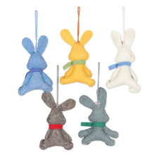 Load image into Gallery viewer, Assorted Felt Bunny Ornaments (Set of 5) - Bunny Greetings | NOVICA