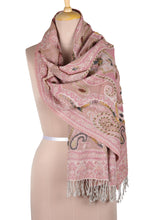 Load image into Gallery viewer, Hand-Embroidered Wool Shawl from India - Passionate Paisley | NOVICA