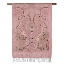 Load image into Gallery viewer, Hand-Embroidered Wool Shawl from India - Passionate Paisley | NOVICA
