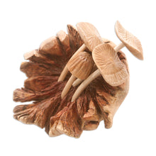 Load image into Gallery viewer, Hand Carved Balinese Mushroom Statuette - Young Mushrooms | NOVICA