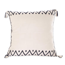 Load image into Gallery viewer, Hand Woven Cotton Throw Pillow Cover With Tassels - Zig Zag Waves | NOVICA