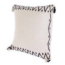 Load image into Gallery viewer, Hand Woven Cotton Throw Pillow Cover With Tassels - Zig Zag Waves | NOVICA