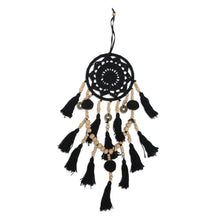 Load image into Gallery viewer, Hand-Crocheted Black Cotton Wall Hanging - Under Wing | NOVICA