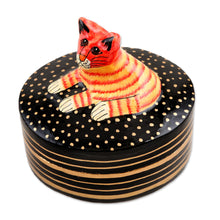 Load image into Gallery viewer, Decorative Papier Mache Cat-Motif Box - Cat Nap | NOVICA