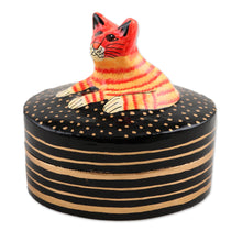 Load image into Gallery viewer, Decorative Papier Mache Cat-Motif Box - Cat Nap | NOVICA