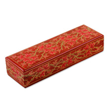 Load image into Gallery viewer, Decorative Papier Mache Box with Leaf Motif - Chinar Pride in Red | NOVICA