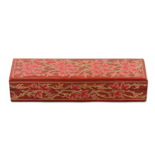 Load image into Gallery viewer, Decorative Papier Mache Box with Leaf Motif - Chinar Pride in Red | NOVICA