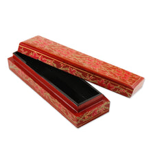 Load image into Gallery viewer, Decorative Papier Mache Box with Leaf Motif - Chinar Pride in Red | NOVICA