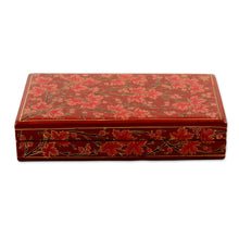 Load image into Gallery viewer, Hand-Painted Decorative Papier Mache Box from India - Festive Trees in Red | NOVICA
