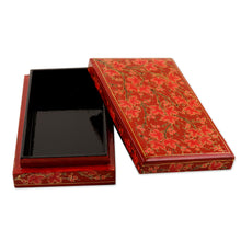 Load image into Gallery viewer, Hand-Painted Decorative Papier Mache Box from India - Festive Trees in Red | NOVICA