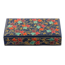 Load image into Gallery viewer, Hand-Painted Papier Mache Box with Tree Motif - Festive Trees in Blue | NOVICA