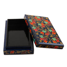 Load image into Gallery viewer, Hand-Painted Papier Mache Box with Tree Motif - Festive Trees in Blue | NOVICA
