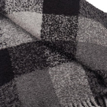 Load image into Gallery viewer, Grey Plaid Alpaca Blend Boucle Throw with Fringe from Peru - Grey Boucle | NOVICA