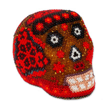 Load image into Gallery viewer, Small Red Huichol Skull - Red Scorpion | NOVICA