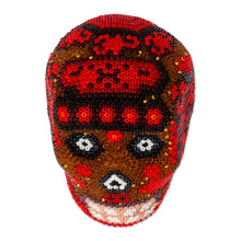 Load image into Gallery viewer, Small Red Huichol Skull - Red Scorpion | NOVICA
