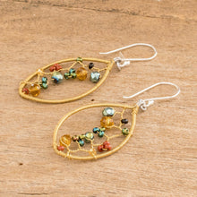 Load image into Gallery viewer, Multicolor Glass Beaded Dangle Earrings with Silver Hooks - Multicolor Crystal Web | NOVICA