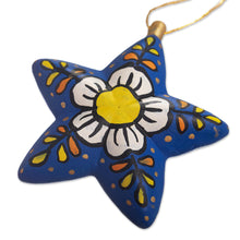 Load image into Gallery viewer, Ceramic Star Ornaments With Hand-Painted Flowers (Set of 6) - Ayacucho Flowered Stars | NOVICA