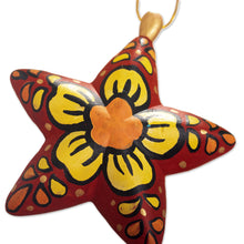 Load image into Gallery viewer, Ceramic Star Ornaments With Hand-Painted Flowers (Set of 6) - Ayacucho Flowered Stars | NOVICA