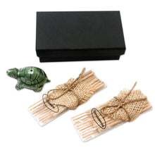 Load image into Gallery viewer, Ceramic Incense Set with Turtle Motif - Balinese Turtle | NOVICA