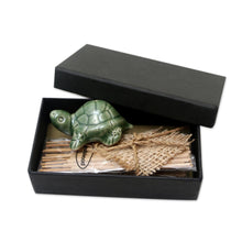 Load image into Gallery viewer, Ceramic Incense Set with Turtle Motif - Balinese Turtle | NOVICA