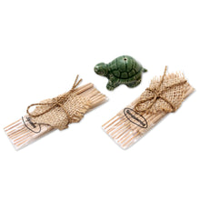 Load image into Gallery viewer, Ceramic Incense Set with Turtle Motif - Balinese Turtle | NOVICA