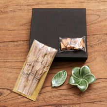Load image into Gallery viewer, Ceramic Incense Set with Leaf Motif - Scented Frangipani | NOVICA