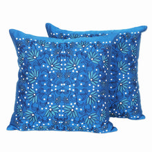 Load image into Gallery viewer, Artisan Crafted Cotton Cushion Covers (Pair) - Night Trellis | NOVICA