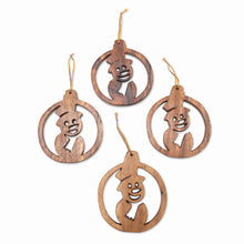 Load image into Gallery viewer, Carved Wood Christmas Ornaments (Set of 4) - Wonderful Snowmen | NOVICA