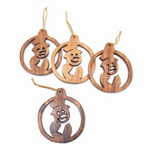 Load image into Gallery viewer, Carved Wood Christmas Ornaments (Set of 4) - Wonderful Snowmen | NOVICA