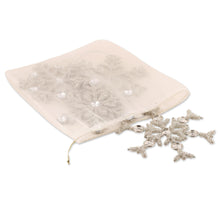 Load image into Gallery viewer, Handmade Christmas Ornaments from India (Set of 4) - Silvery Snowflakes | NOVICA