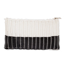 Load image into Gallery viewer, Bicolor Recycled Central American Handwoven Cosmetic Bag - White on Black | NOVICA