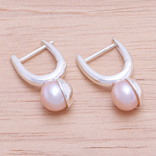 Load image into Gallery viewer, Cultured Pearl and Sterling Silver Drop Earrings - Mood Lift in Peach | NOVICA