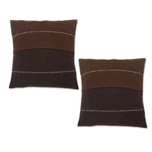 Load image into Gallery viewer, Brown Alpaca Blend Throw Pillow Covers from Peru (Pair) - Soft Brown | NOVICA