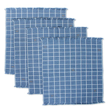 Load image into Gallery viewer, Blue-Grey Hand Woven Checkered Cotton Placemats (Set of 4) - Central Highlands Blue | NOVICA