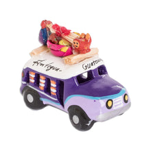 Load image into Gallery viewer, 2 Inch Purple Ceramic Mini Bus Figurine from Guatemala - Purple Market Bus | NOVICA