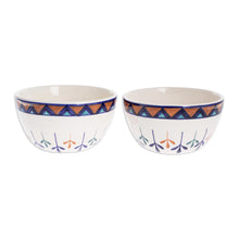 Load image into Gallery viewer, Ceramic Hand Painted Soup Bowls with Geometric Design (Pair) - Antigua Breeze | NOVICA
