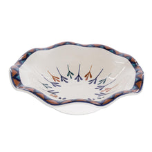 Load image into Gallery viewer, Ceramic Hand-Painted Fruit Bowl with Geometric Design - Antigua Breeze | NOVICA