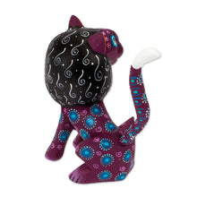 Load image into Gallery viewer, Purple Sleepy Lion Alebrije Carving with Detachable Tail - Insomniac Lion | NOVICA