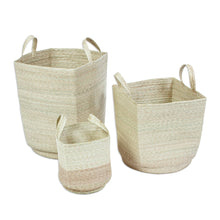 Load image into Gallery viewer, Palm Frond Fiber Squared Basket Home Accents (Set of 3) - Mesoamerican Totes | NOVICA
