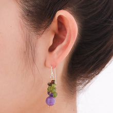 Load image into Gallery viewer, Thai Peridot and Amethyst Dangle Earrings - Violet Forest | NOVICA