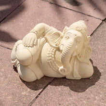 Load image into Gallery viewer, Sandstone Ganesha Statuette from Bali - Sunbathing Ganesha | NOVICA