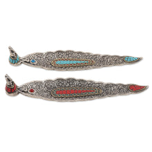 Load image into Gallery viewer, Aluminum Incense Holders with Resin Tiles (Pair) - Ganesha's Glory | NOVICA