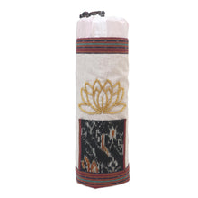 Load image into Gallery viewer, Ikat Cotton Yoga Mat Carrier from Java - Large Lotus Lagoon in Ivory | NOVICA