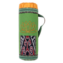 Load image into Gallery viewer, Ikat Cotton Yoga Mat Carrier with Lotus Motif - Large Golden Lotus | NOVICA