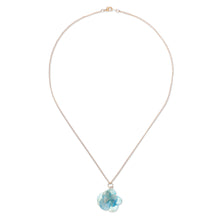 Load image into Gallery viewer, Gold-Plated Blue Hydrangea Petal Pendant Necklace - Wild Hydrangea in Blue | NOVICA