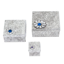 Load image into Gallery viewer, 3 Gift Style Lidded Decorative Boxes of Aluminum Repousse - Delighted Gifts | NOVICA