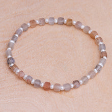 Load image into Gallery viewer, Moonstone and Cultured Pearl Beaded Bracelet - Natural Moon | NOVICA