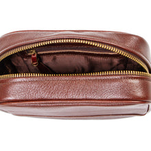 Load image into Gallery viewer, Brown Leather Toiletries Case Travel Bag with Wrist Strap - Salamanca Sojourn | NOVICA