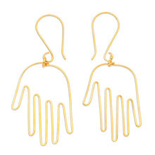 Load image into Gallery viewer, Gold-Plated Balinese Dangle Earrings - Stretch Out | NOVICA